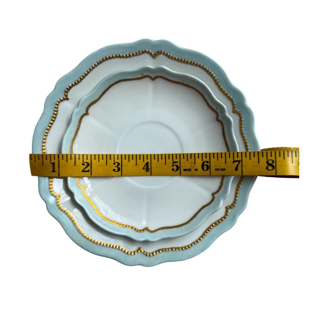 Antiq O&EG Royal Austria Saucer & Luncheon Plate Blue Gold Gilt Replacement Set
